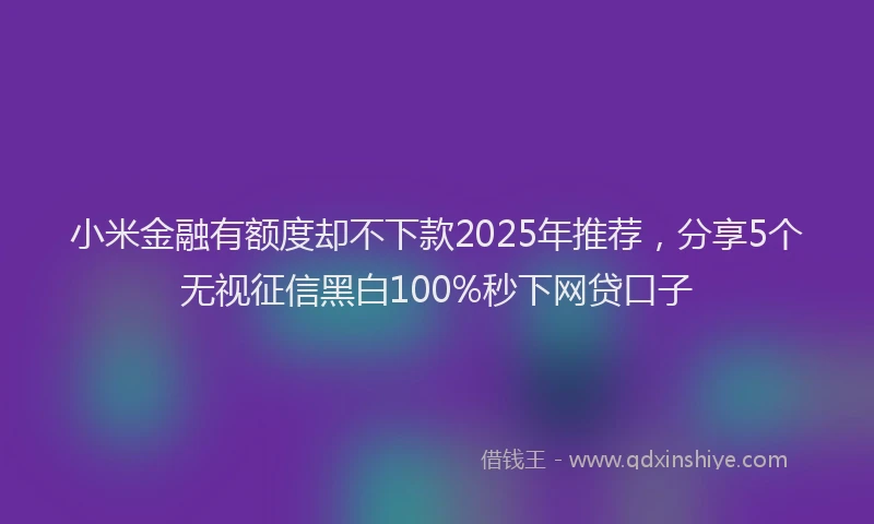 小米金融有额度却不下款2025年推荐，分享5个无视征信黑白100%秒下网贷口子
