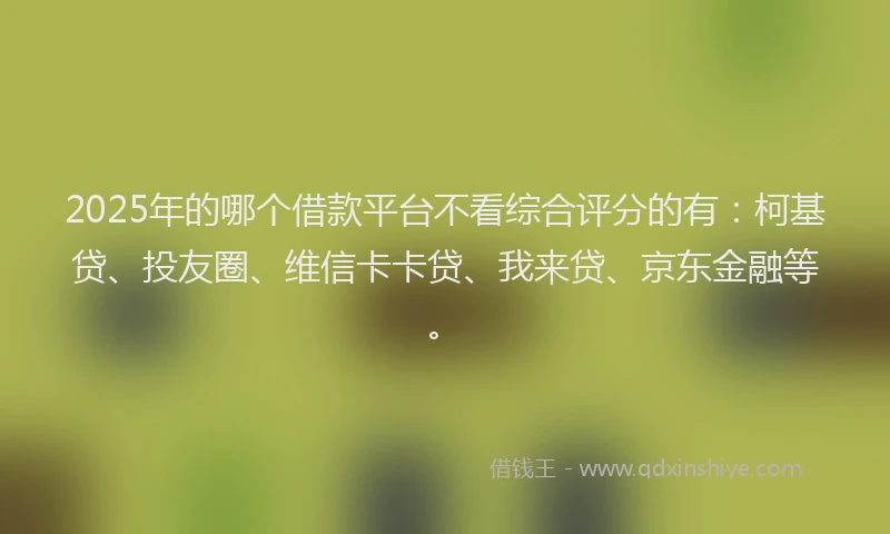 2025年的哪个借款平台不看综合评分的有：柯基贷、投友圈、维信卡卡贷、我来贷、京东金融等。