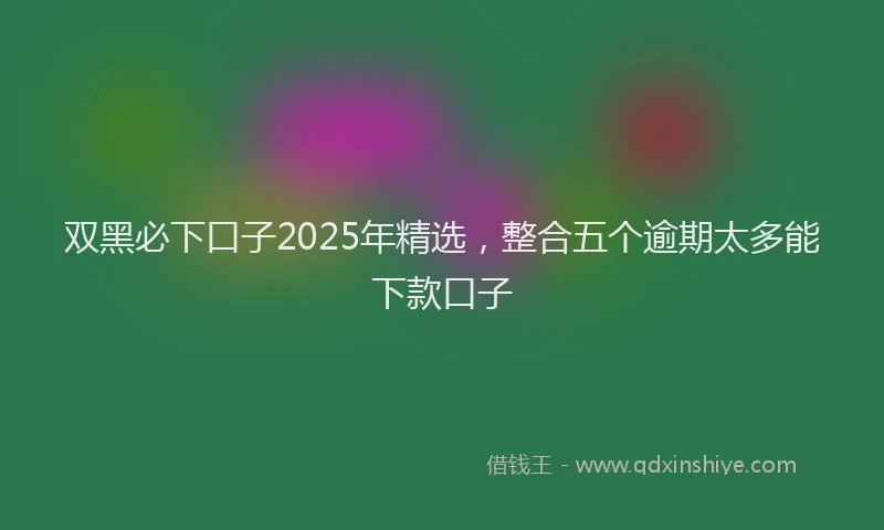 双黑必下口子2025年精选，整合五个逾期太多能下款口子