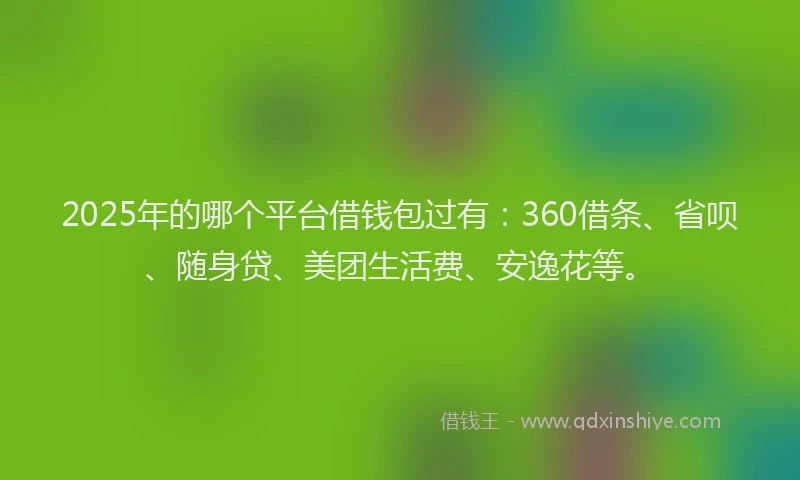 2025年的哪个平台借钱包过有：360借条、省呗、随身贷、美团生活费、安逸花等。