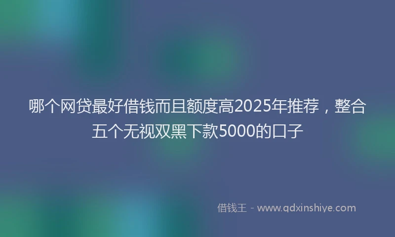 哪个网贷最好借钱而且额度高2025年推荐，整合五个无视双黑下款5000的口子