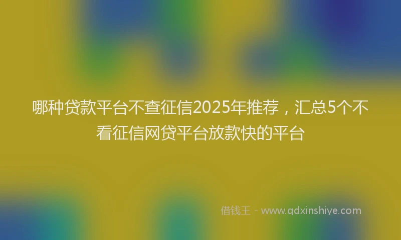 哪种贷款平台不查征信2025年推荐，汇总5个不看征信网贷平台放款快的平台