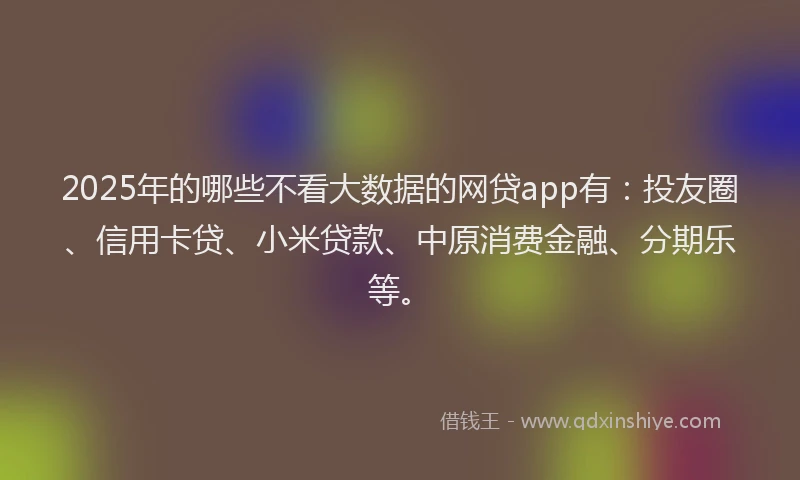 2025年的哪些不看大数据的网贷app有：投友圈、信用卡贷、小米贷款、中原消费金融、分期乐等。