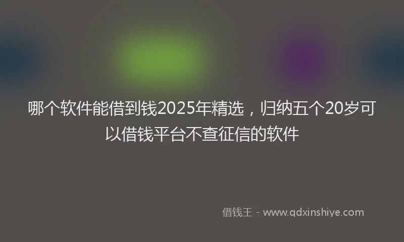 哪个软件能借到钱2025年精选，归纳五个20岁可以借钱平台不查征信的软件