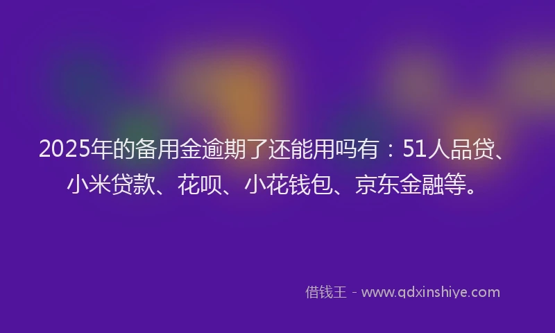2025年的备用金逾期了还能用吗有：51人品贷、小米贷款、花呗、小花钱包、京东金融等。