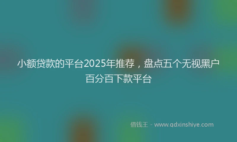 小额贷款的平台2025年推荐，盘点五个无视黑户百分百下款平台
