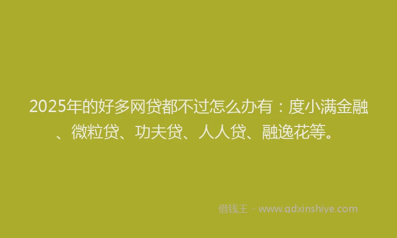 2025年的好多网贷都不过怎么办有：度小满金融、微粒贷、功夫贷、人人贷、融逸花等。