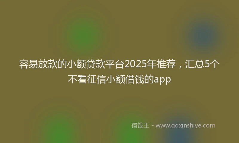 容易放款的小额贷款平台2025年推荐，汇总5个不看征信小额借钱的app