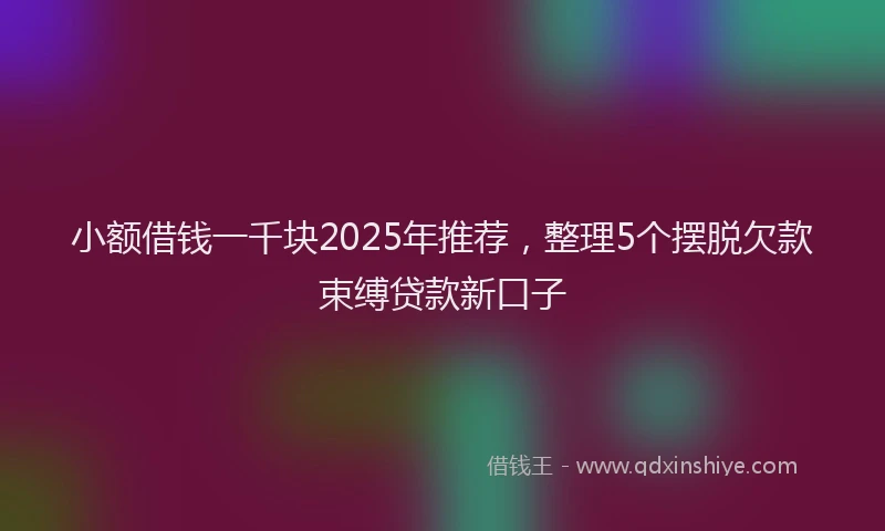 小额借钱一千块2025年推荐，整理5个摆脱欠款束缚贷款新口子