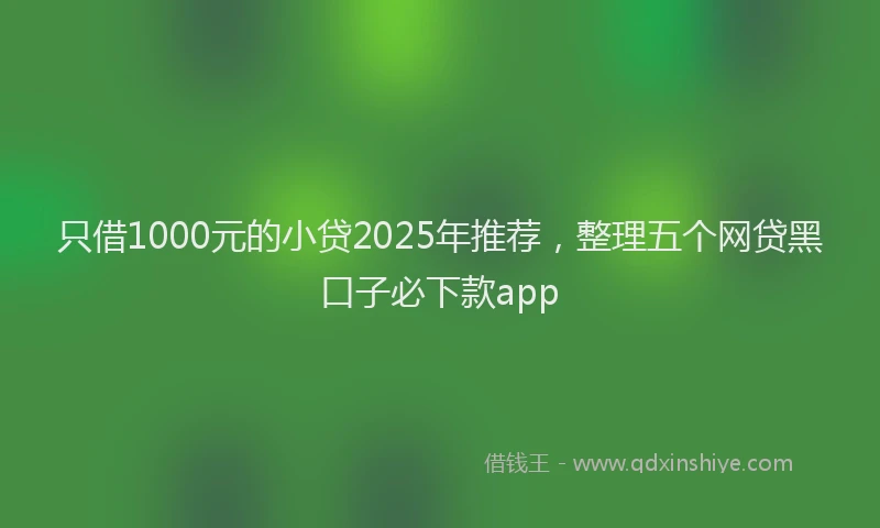 只借1000元的小贷2025年推荐，整理五个网贷黑口子必下款app