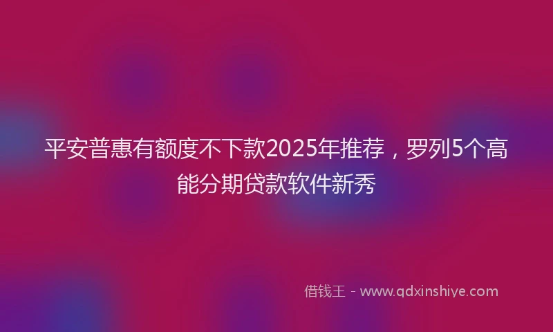 平安普惠有额度不下款2025年推荐，罗列5个高能分期贷款软件新秀