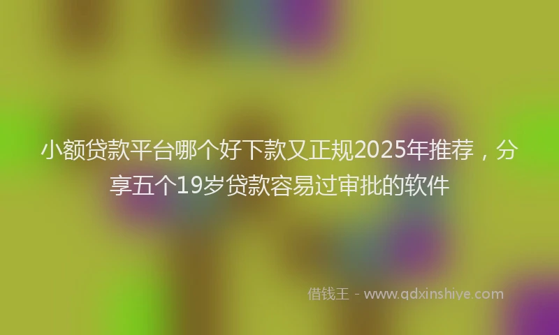 小额贷款平台哪个好下款又正规2025年推荐，分享五个19岁贷款容易过审批的软件