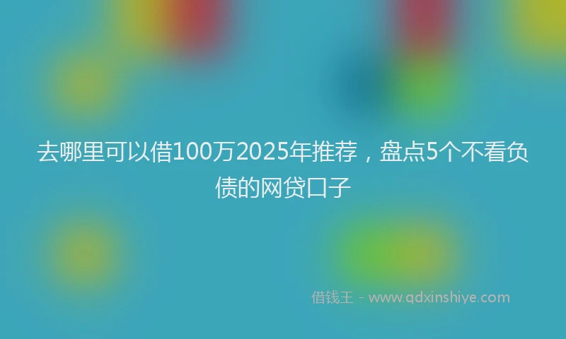 去哪里可以借100万2025年推荐，盘点5个不看负债的网贷口子