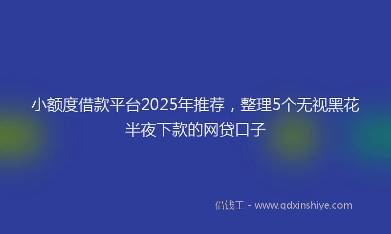 小额度借款平台2025年推荐，整理5个无视黑花半夜下款的网贷口子