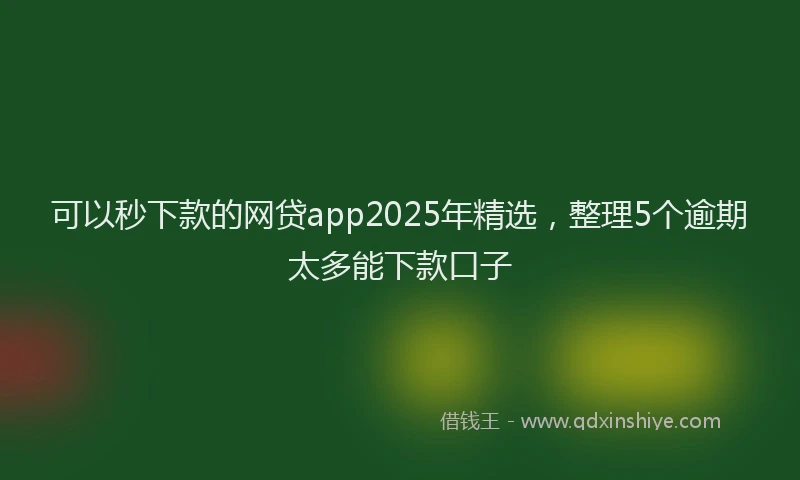 可以秒下款的网贷app2025年精选，整理5个逾期太多能下款口子