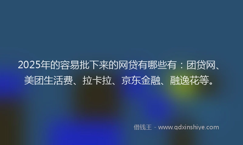 2025年的容易批下来的网贷有哪些有：团贷网、美团生活费、拉卡拉、京东金融、融逸花等。