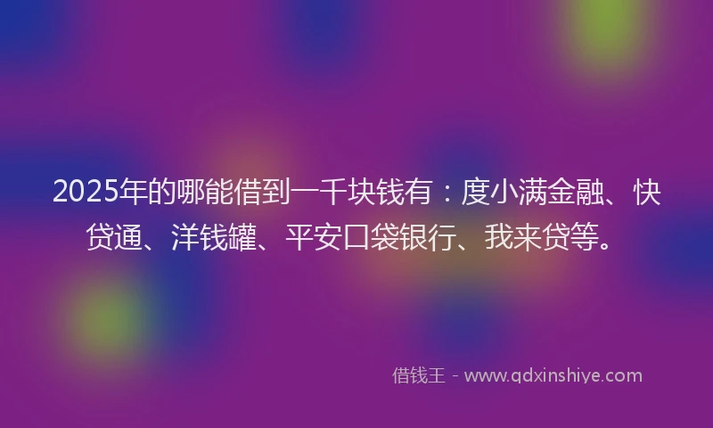 2025年的哪能借到一千块钱有：度小满金融、快贷通、洋钱罐、平安口袋银行、我来贷等。