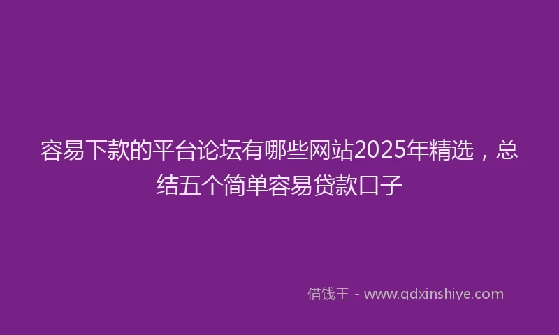 容易下款的平台论坛有哪些网站2025年精选，总结五个简单容易贷款口子