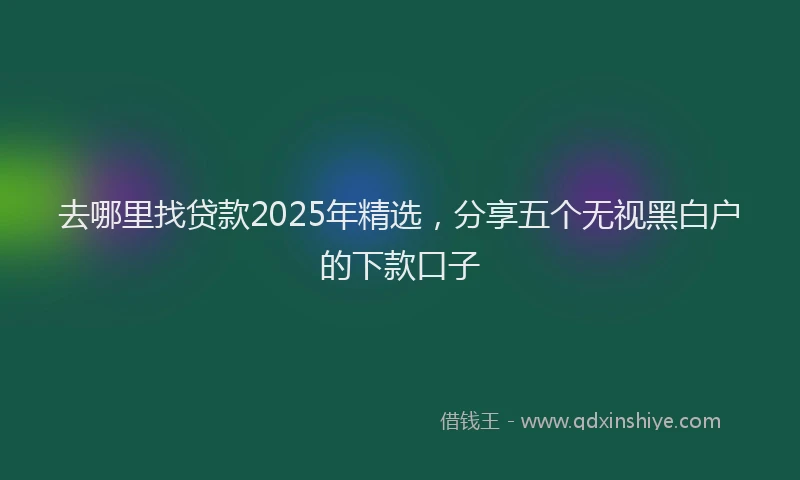 去哪里找贷款2025年精选，分享五个无视黑白户的下款口子