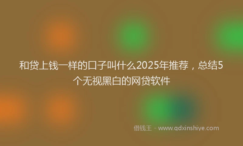 和贷上钱一样的口子叫什么2025年推荐，总结5个无视黑白的网贷软件
