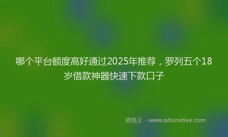 哪个平台额度高好通过2025年推荐，罗列五个18岁借款神器快速下款口子