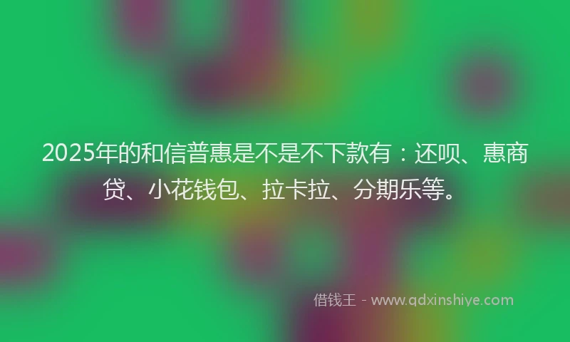 2025年的和信普惠是不是不下款有：还呗、惠商贷、小花钱包、拉卡拉、分期乐等。