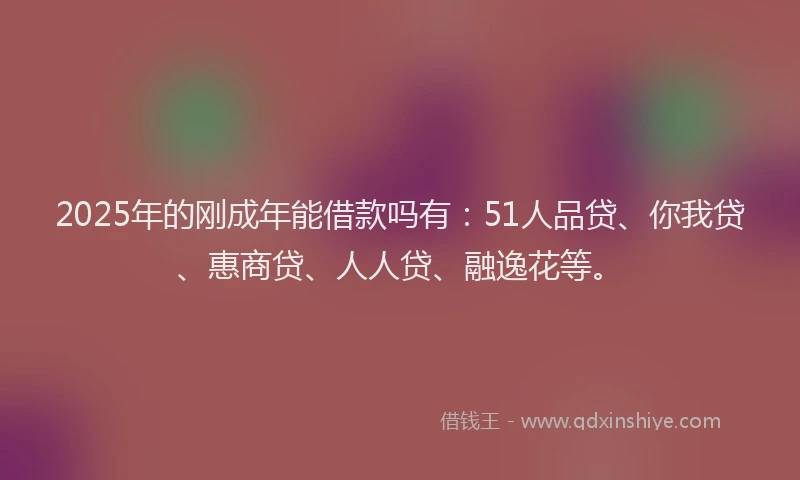 2025年的刚成年能借款吗有：51人品贷、你我贷、惠商贷、人人贷、融逸花等。