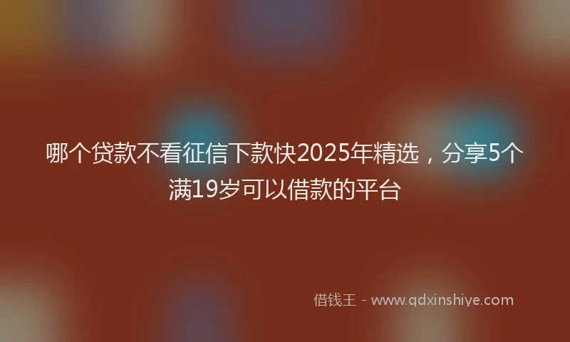 哪个贷款不看征信下款快2025年精选，分享5个满19岁可以借款的平台