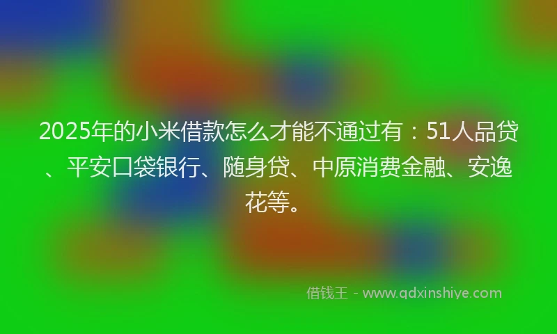 2025年的小米借款怎么才能不通过有：51人品贷、平安口袋银行、随身贷、中原消费金融、安逸花等。
