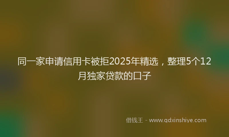 同一家申请信用卡被拒2025年精选，整理5个12月独家贷款的口子