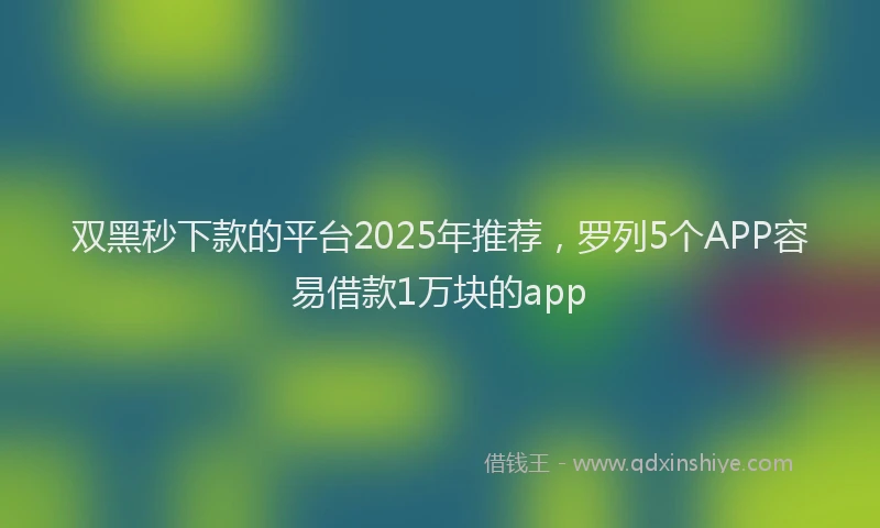 双黑秒下款的平台2025年推荐，罗列5个APP容易借款1万块的app
