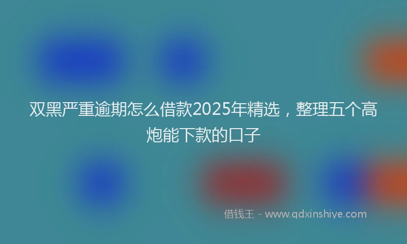 双黑严重逾期怎么借款2025年精选，整理五个高炮能下款的口子