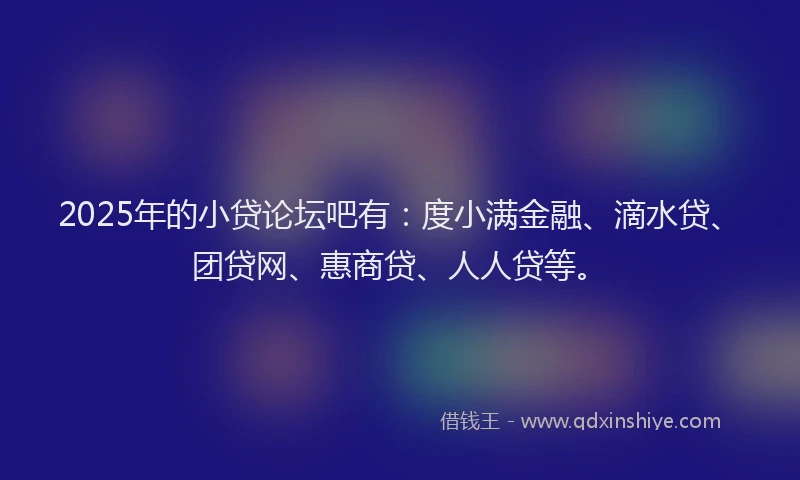 2025年的小贷论坛吧有：度小满金融、滴水贷、团贷网、惠商贷、人人贷等。