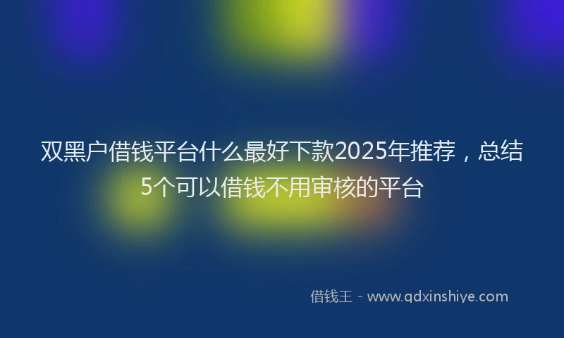 双黑户借钱平台什么最好下款2025年推荐，总结5个可以借钱不用审核的平台