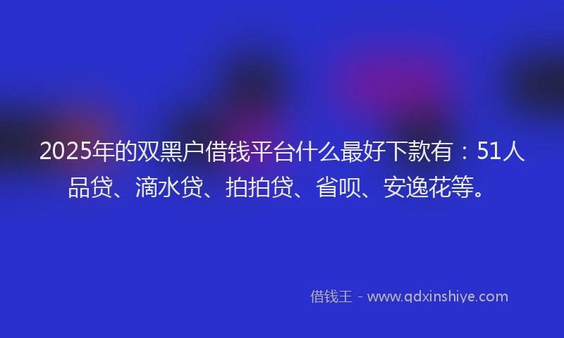 2025年的双黑户借钱平台什么最好下款有：51人品贷、滴水贷、拍拍贷、省呗、安逸花等。