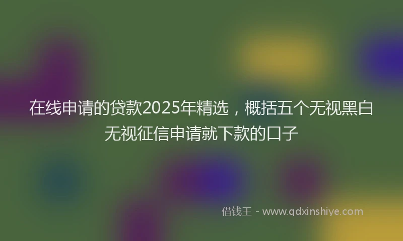 在线申请的贷款2025年精选，概括五个无视黑白无视征信申请就下款的口子