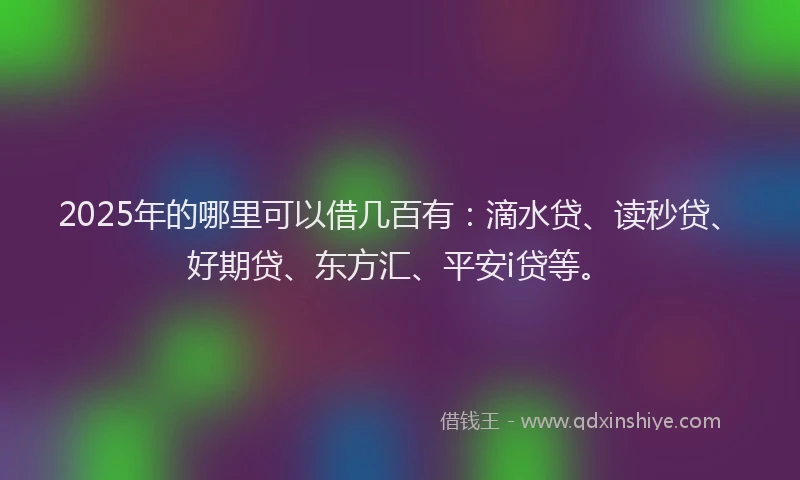 2025年的哪里可以借几百有：滴水贷、读秒贷、好期贷、东方汇、平安i贷等。