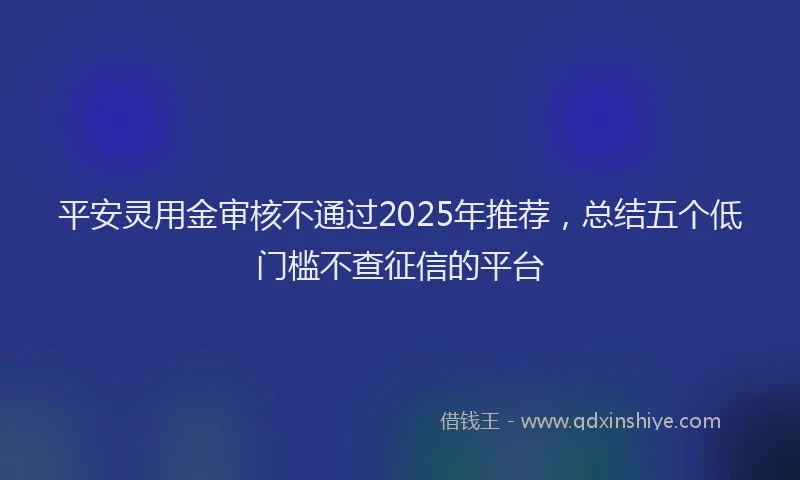 平安灵用金审核不通过2025年推荐，总结五个低门槛不查征信的平台