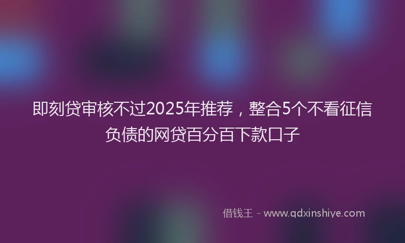 即刻贷审核不过2025年推荐，整合5个不看征信负债的网贷百分百下款口子