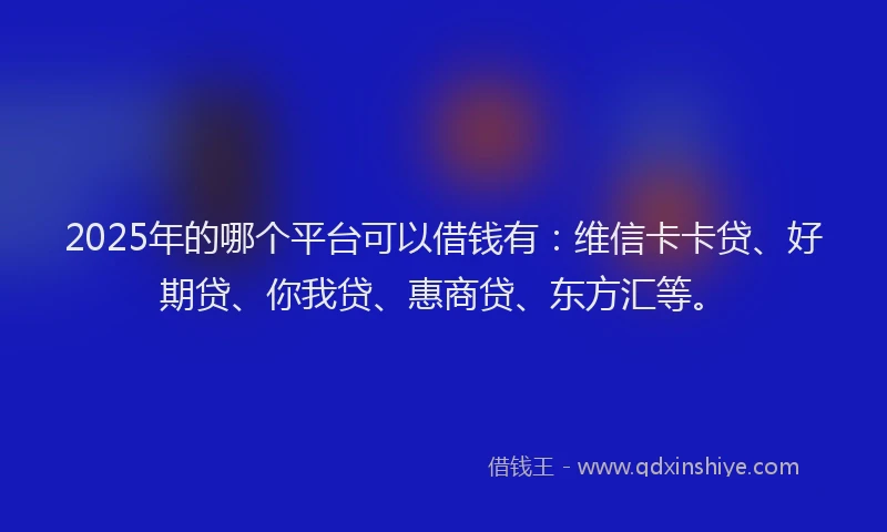 2025年的哪个平台可以借钱有：维信卡卡贷、好期贷、你我贷、惠商贷、东方汇等。