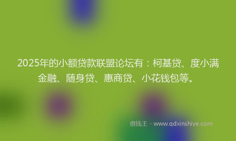 2025年的小额贷款联盟论坛有：柯基贷、度小满金融、随身贷、惠商贷、小花钱包等。
