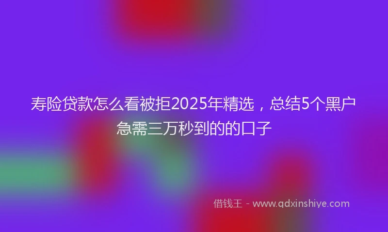 寿险贷款怎么看被拒2025年精选，总结5个黑户急需三万秒到的的口子