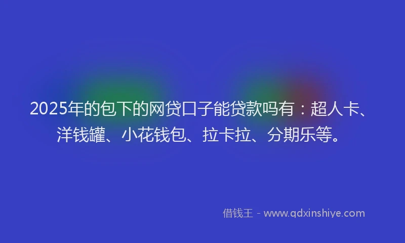 2025年的包下的网贷口子能贷款吗有：超人卡、洋钱罐、小花钱包、拉卡拉、分期乐等。