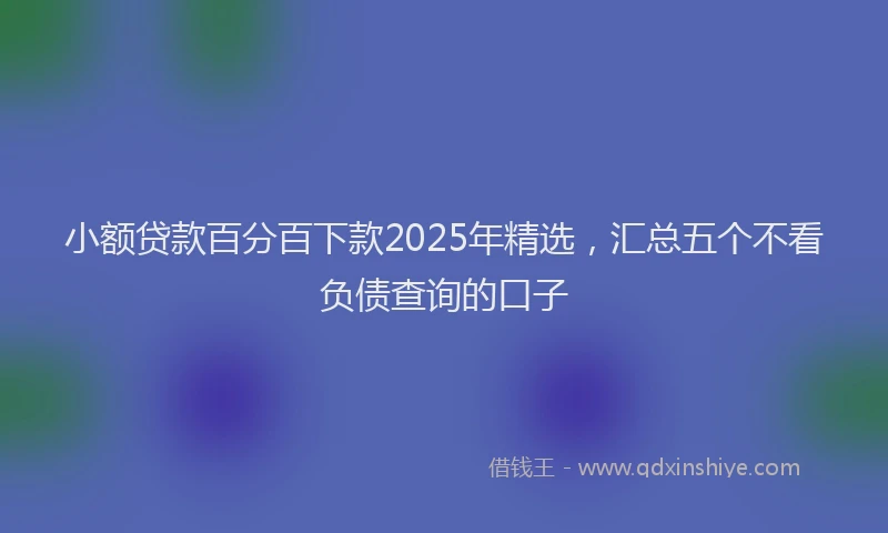 小额贷款百分百下款2025年精选，汇总五个不看负债查询的口子