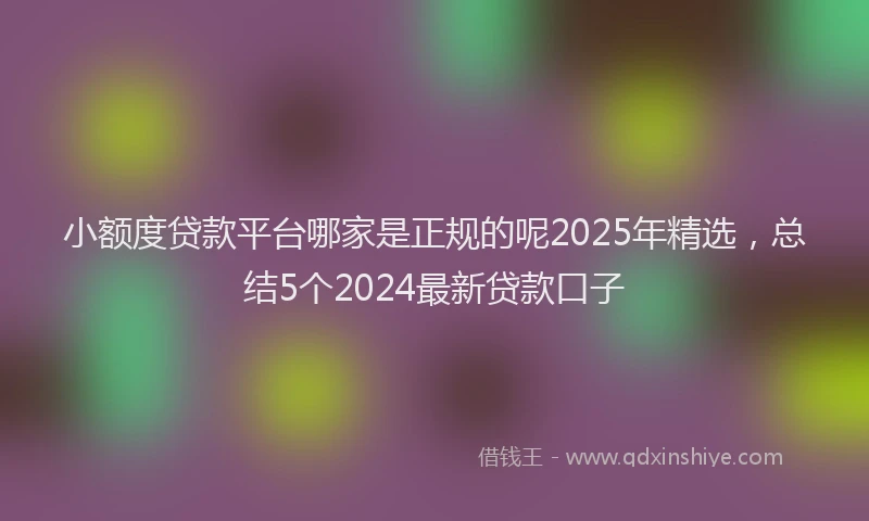 小额度贷款平台哪家是正规的呢2025年精选，总结5个2024最新贷款口子