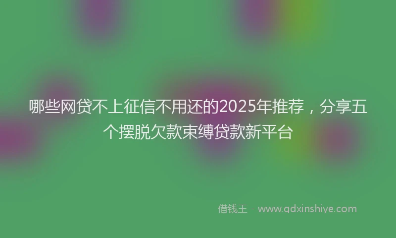 哪些网贷不上征信不用还的2025年推荐，分享五个摆脱欠款束缚贷款新平台