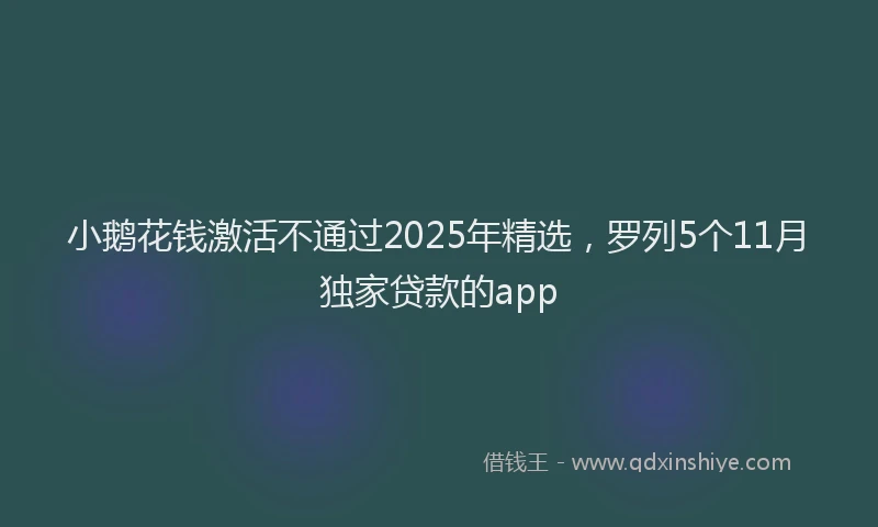 小鹅花钱激活不通过2025年精选，罗列5个11月独家贷款的app