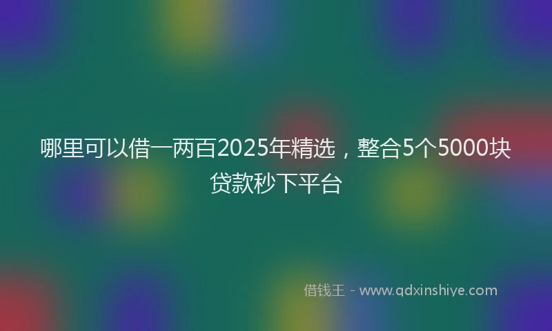哪里可以借一两百2025年精选，整合5个5000块贷款秒下平台
