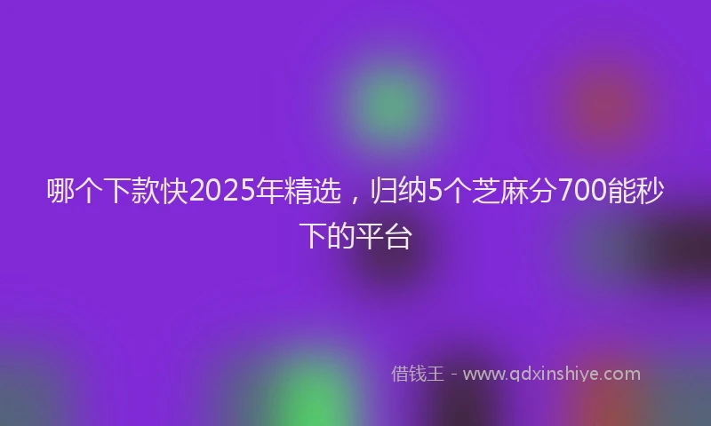 哪个下款快2025年精选，归纳5个芝麻分700能秒下的平台