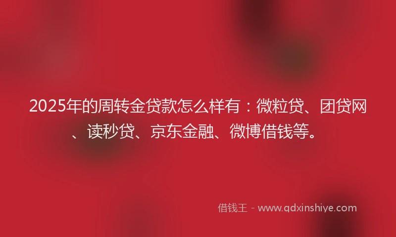 2025年的周转金贷款怎么样有：微粒贷、团贷网、读秒贷、京东金融、微博借钱等。
